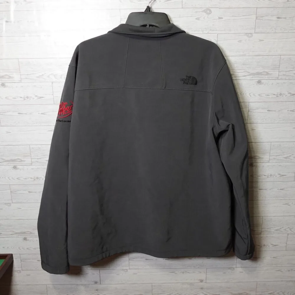 The North Face Jacket Mens sizde XL charcoal gray has Dr.Pepper embroidery